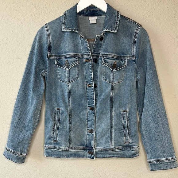 CHICO’S Classic American Flag Denim Stars and Stripes Jacket  Size 0 - US 4/6 - Picture 4 of 16